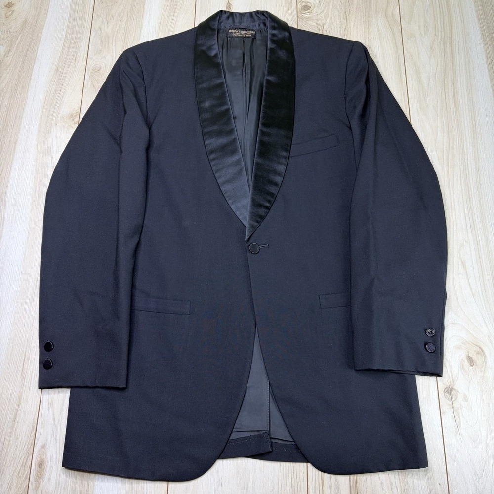 VTG 50s Brooks Brothers University Shop Wool Tuxedo Blazer Mens 38L Dinner Coat